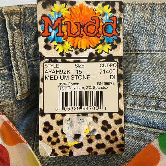 Y2K Mudd Flair Jeans Womens 15 Medium Stone Wash Low-Rise Denim Bell Bottoms New - Picture 11 of 11